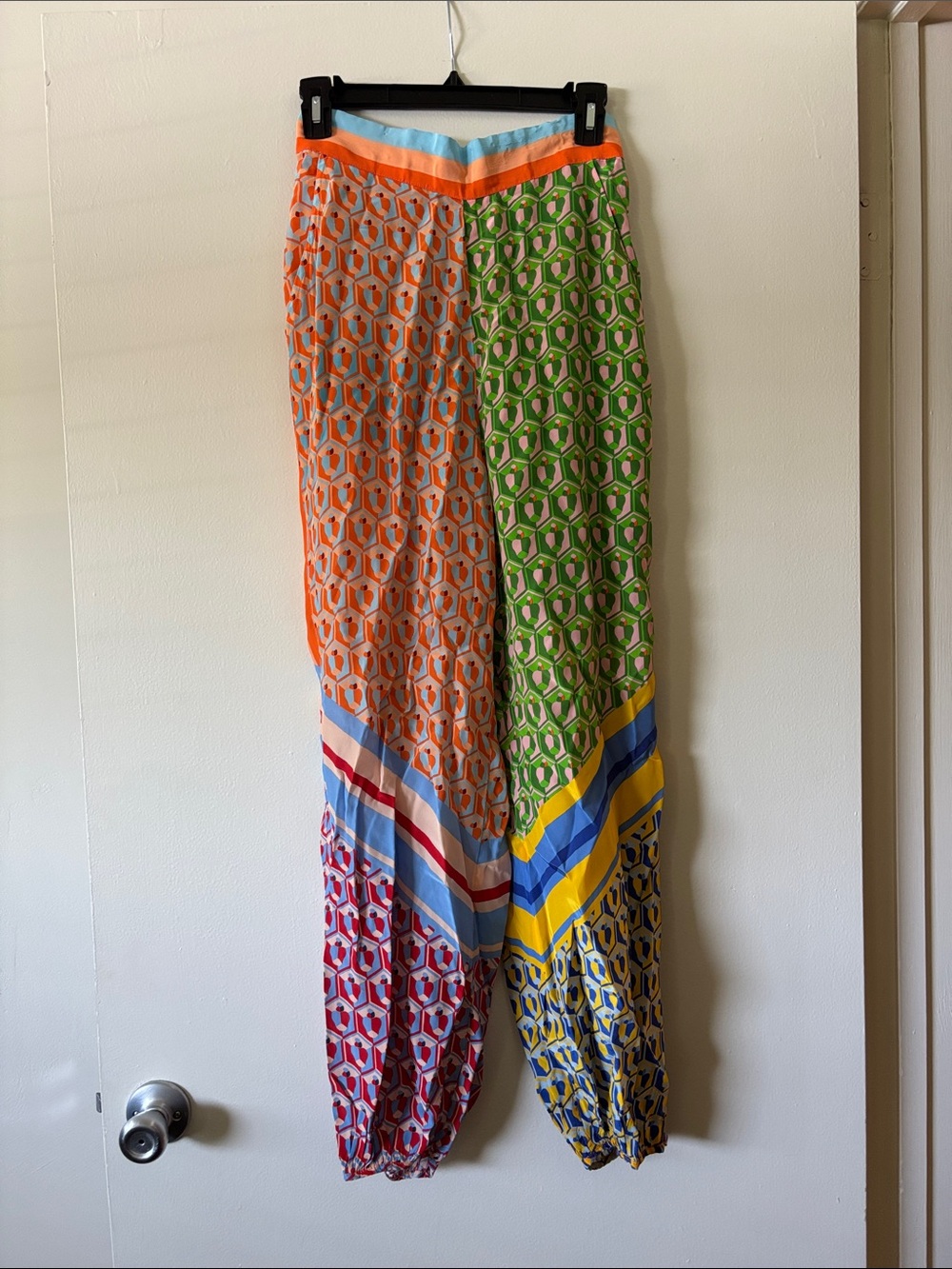 FARM Rio Multicolor Geometric Print Harem Pants — Orange, Green, Yellow, Blue